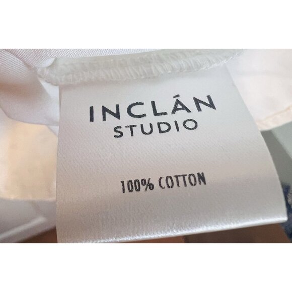 Inclan Studio White Eyelet Short Flutter Sleeve Top Large 100% Cotton Round Neck - Picture 6 of 7